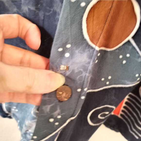 Hawaiian Shirt Island Man Whimsical Blue Abstract Geometric L - Picture 4 of 13